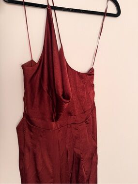 Satin Red Slip Jumper with Cowl Neck